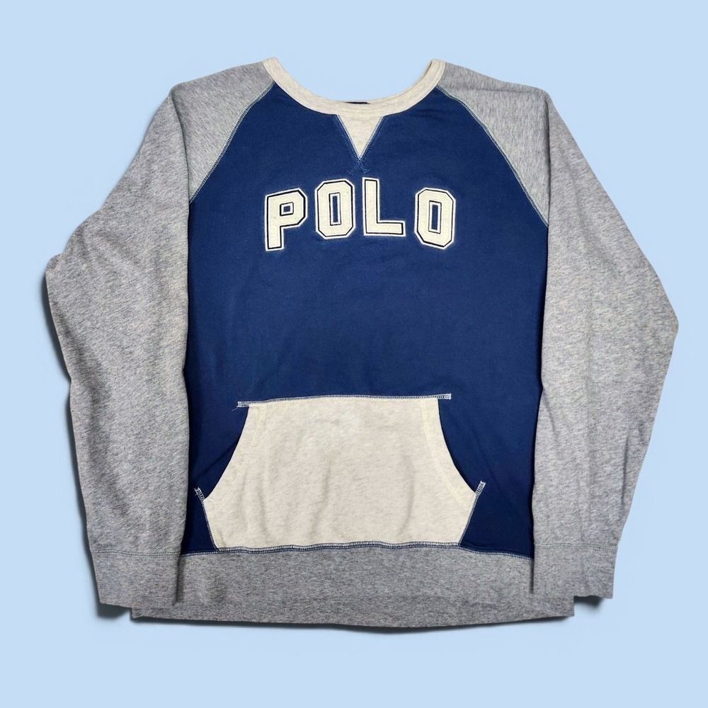 Polo Ralph Lauren Colorblock Spellout‎ Pullover Sweatshirt Raglan Navy Medium